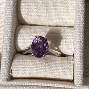 Elegant Purple Gemstone Silver Ring